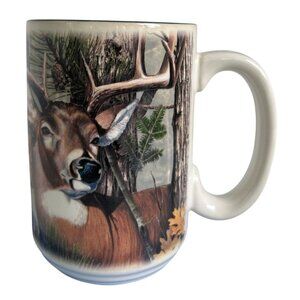 American Expedition Deer Forest Ceramic Coffee Mug 16 Oz Green Interior Hunting